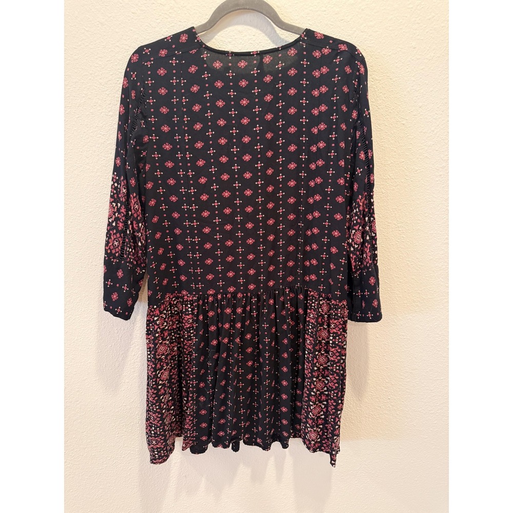 VanessaVirginia Anthropologie Dress Womens Medium Black Embroidered Boho Swing - Picture 2 of 16